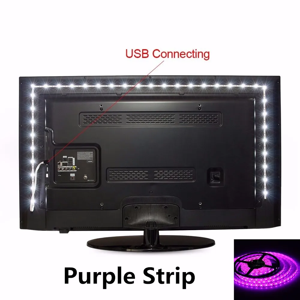 ТВ фоновый светильник 1 м 2 м 3 м 4 м 5 м водонепроницаемый 5 В USB Светодиодная лента светильник ing украшение USB вход для чтения гибкая Россия низкая цена - Испускаемый цвет: Фиолетовый