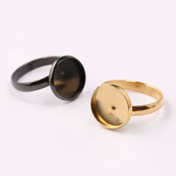 

onwear 5pcs gold plated 12mm cabochon ring blanks adjustable stainless steel cameo bezel base settings for jewelry making