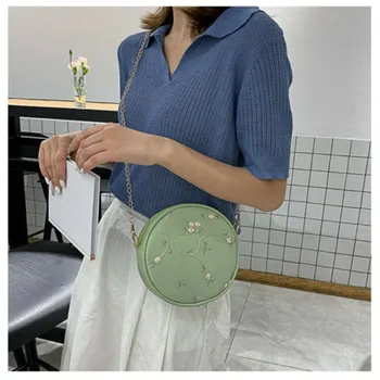 

Women's Small Bag Chain Lace Bag Crossbody Bag Round Messenger Embroidery Luxury Womens Ladies Fashion Women's Messenger Bag