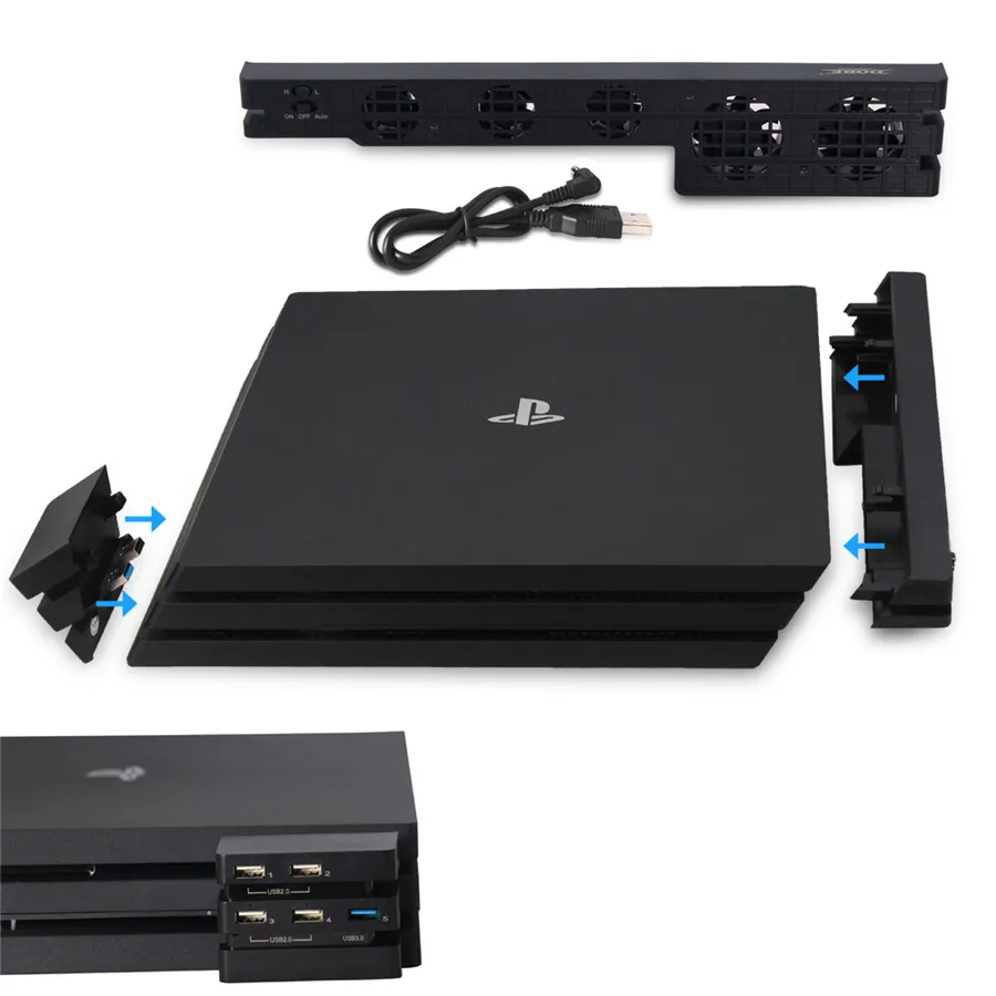 Набор PS4 Pro охлаждающий вентилятор Комплект USB внешний 5 кулер Супер Турбо PS4 Pro usb-хаб 3,0 2,0 5 usb портов адаптер для Playstation 4 Pro