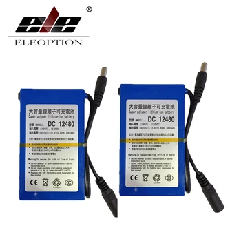

ELEOPTION 2PCS DC12480 DC 12V 4800mAh Super Rechargeable Li-ion Battery Pack For CCTV Camera Video With Plug