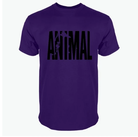 Хит, Мужская футболка с животным, хлопок, круглый воротник, для занятий спортом, фитнесом, сильная и красивая, Мужская футболка, трендовая, хлопок, брендовый Топ - Цвет: purple black