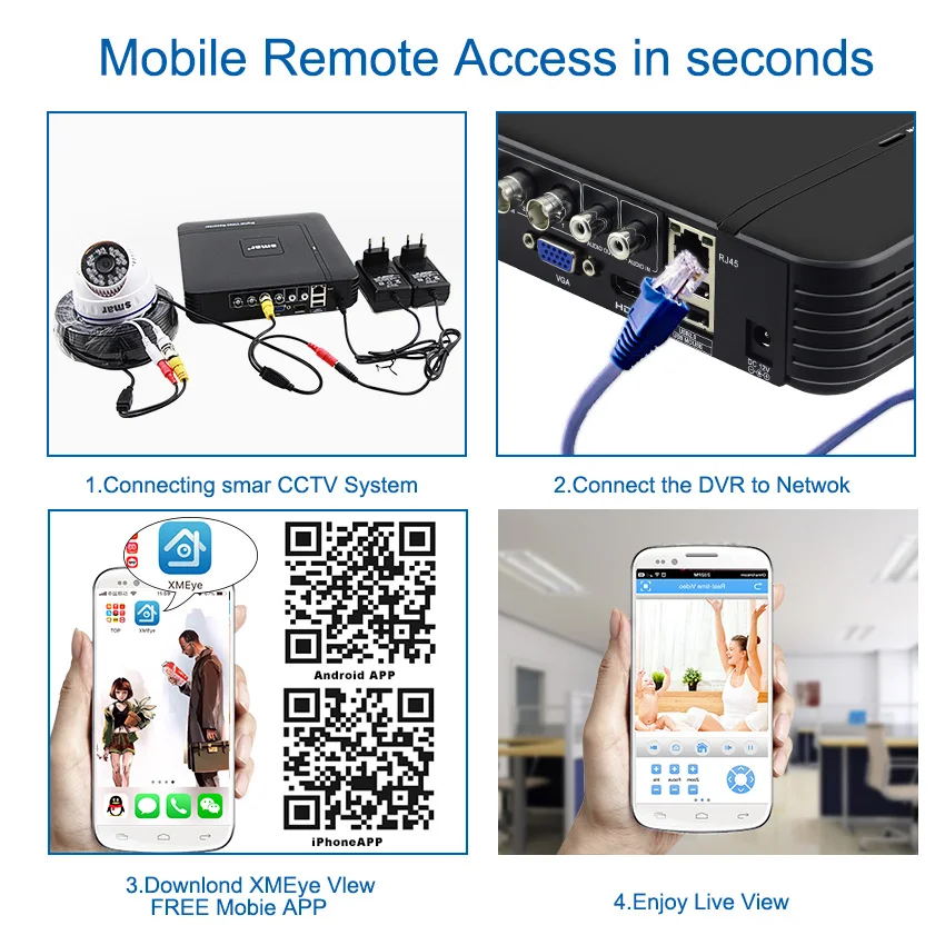 CCTV 4CH Hybrid DVR система видеонаблюдения 720P 1080P комплект камеры AHD дневная и Ночная