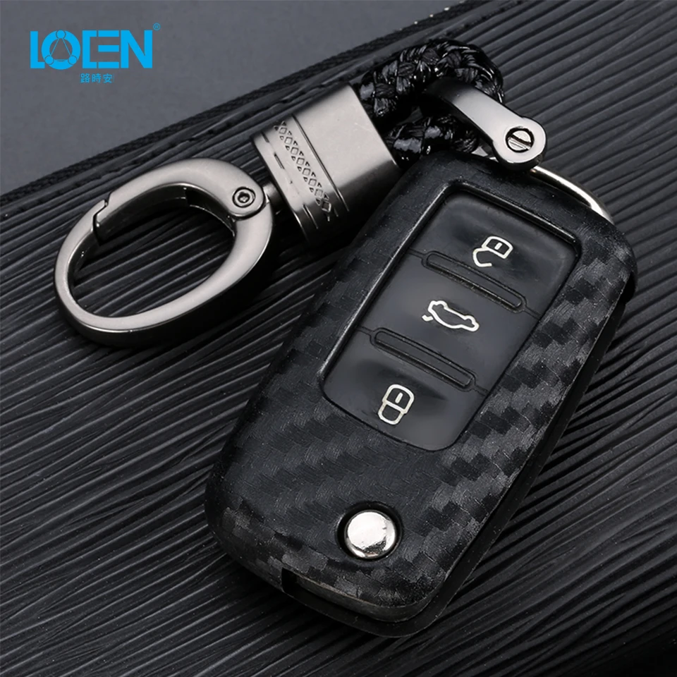 

2/3 Buttons Carbon Fiber Scratchproof Luxury Car Key Case For VW Volkswagen Jetta Golf 4 5 6 Polo Bora Car Key cover Protector