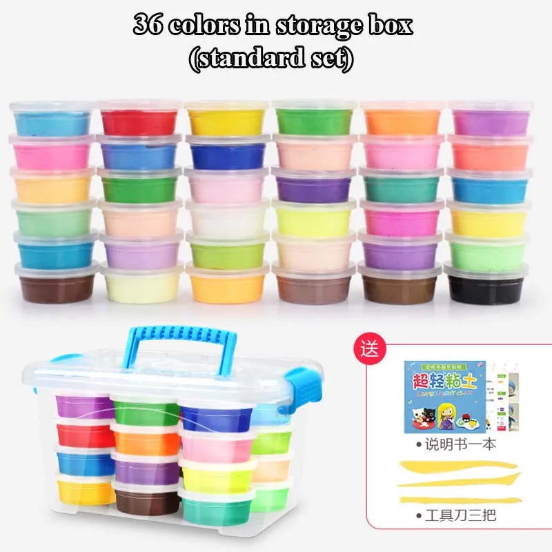 

NEW 36colors DIY Polymer Clay Playdough Soft Polymer Modelling Clay Air Dry Super Light Colored Clay Plasticine Educational Toys