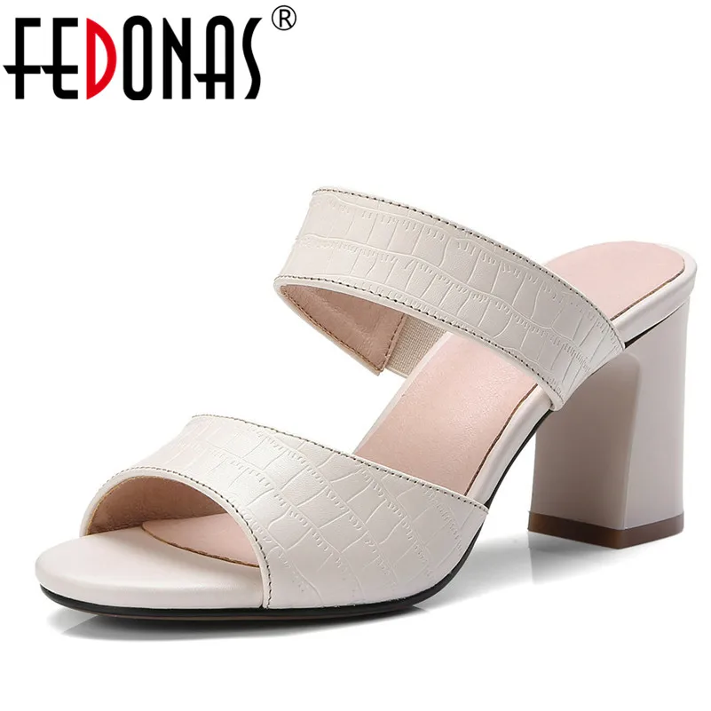 

FEDONAS Summer Women Sandals Open Toe Flip Flops Women's Sandles Thick Heel Women Genuine Leather Shoes Woman Gladiator Slippers