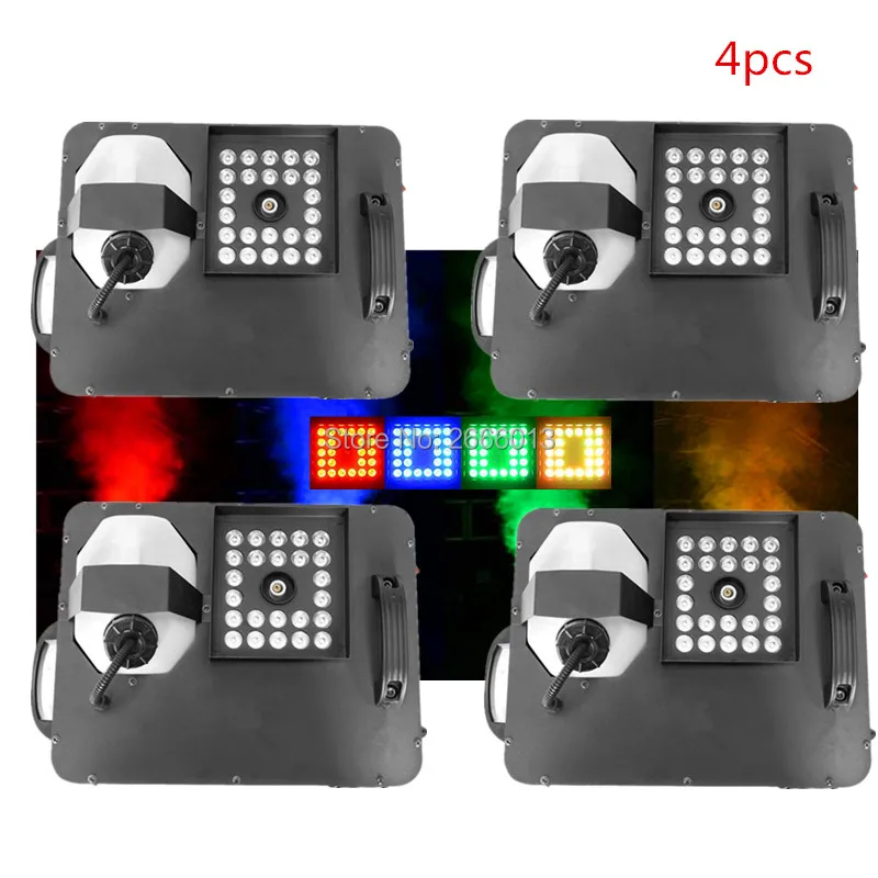 

4pcs 1500W Mist Haze Machine 2.5l Fog Machine With 24pcs RGB 3IN1 LED Lights DMX512 LED Smoke Machine DJ/Bar/Party/Stage Fogger