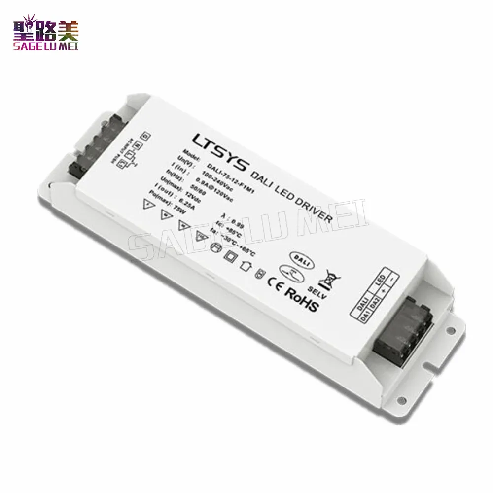 

LTECH DALI-75-24-F1M1 led power AC100V-240V input DC 24V 3.1A 72W output DALI PUSH DIM CV led DALI Dimming Driver Free shipping