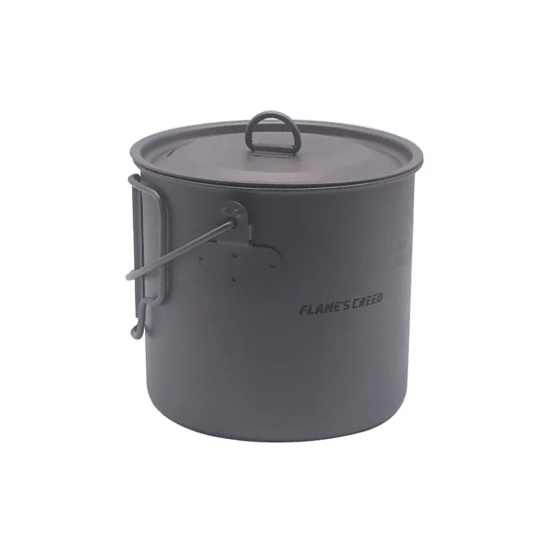 Maceta de titanio portátil de CREED de flamee con mango de fianza para excursionismo al aire libre maceta de Camping equipo ligero taza 1100 ml