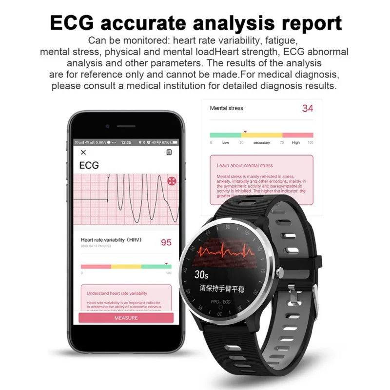 ECG PPG умный ремешок для умного браслета фитнес-браслет с пульсометром кровяное давление