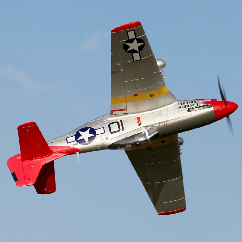 Радиоуправляемый самолет FMS 1450 мм 1 4 м P51 P 51D Mustang красный хвост V8 с рефлекс