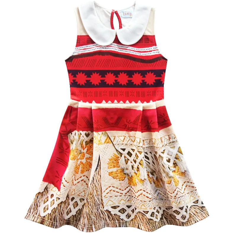 Новое платье для маленьких девочек одежда Моана платья принцессы для девочек Vaiana, детское платье одежда для детей Elas Anna, для детей от 2 до 10 лет