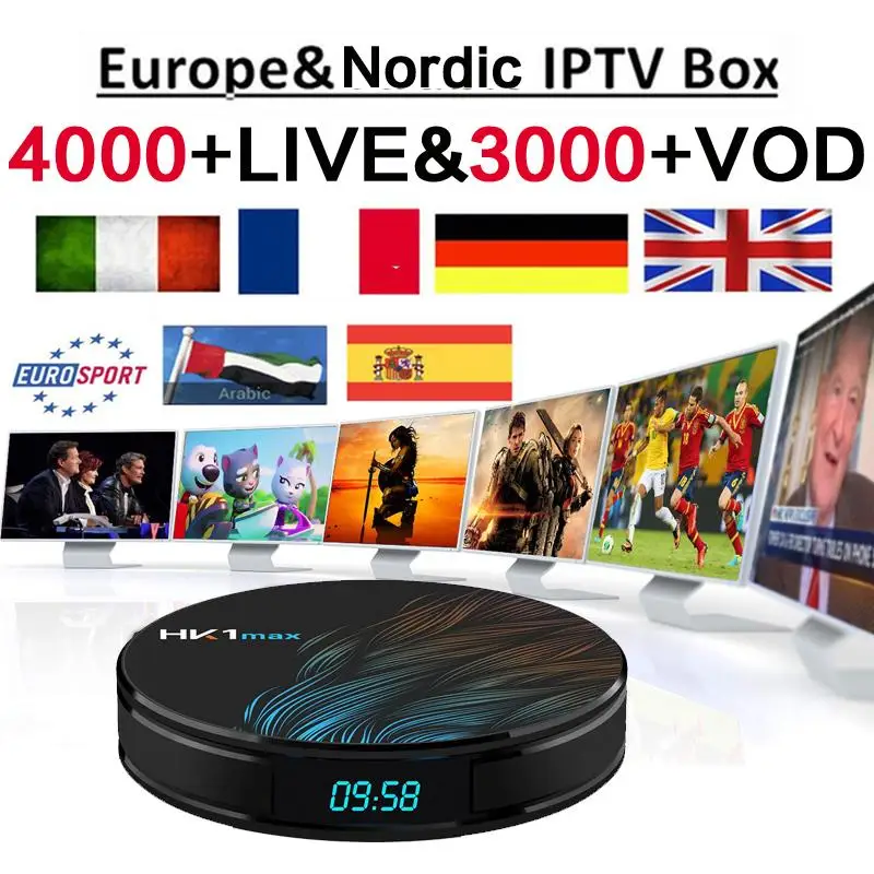 

HK1 Arabic IPTV Box One Years Subscription Portugal Usa France Spain India UK Channels HD Tv Box 4000+Channels Android 9.0