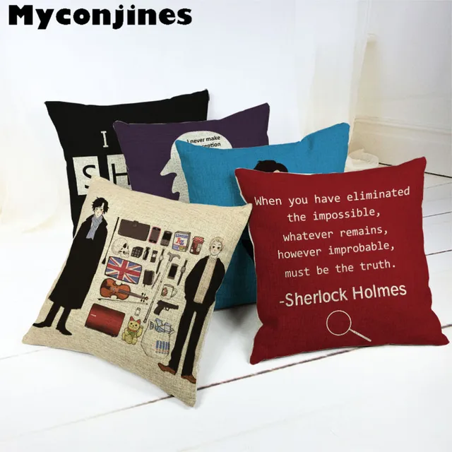 Cheap Handsome Portrait Cotton Sherlock Holmes 45x45Cm Square Striped Cushion Cover Handmade Living Room Sofa Office Chair Decorate Cheap Handsome Portrait Cotton Sherlock Holmes 45x45Cm Square Striped Cushion Cover Handmade Living Room Sofa Office Chair Decorate