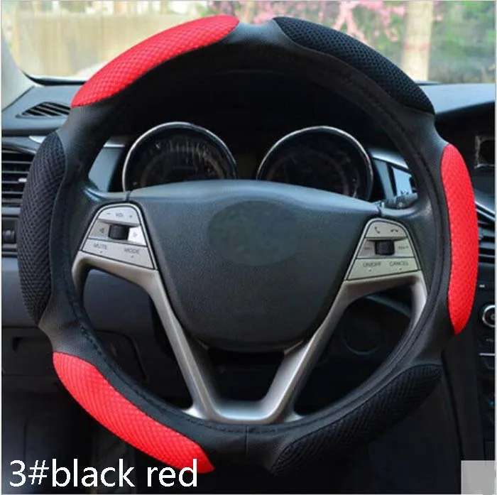 Rete 38 см Универсальный чехол рулевого колеса автомобиля противоскользящие лоскутное дизайн мода Wh - Название цвета: 3 black red