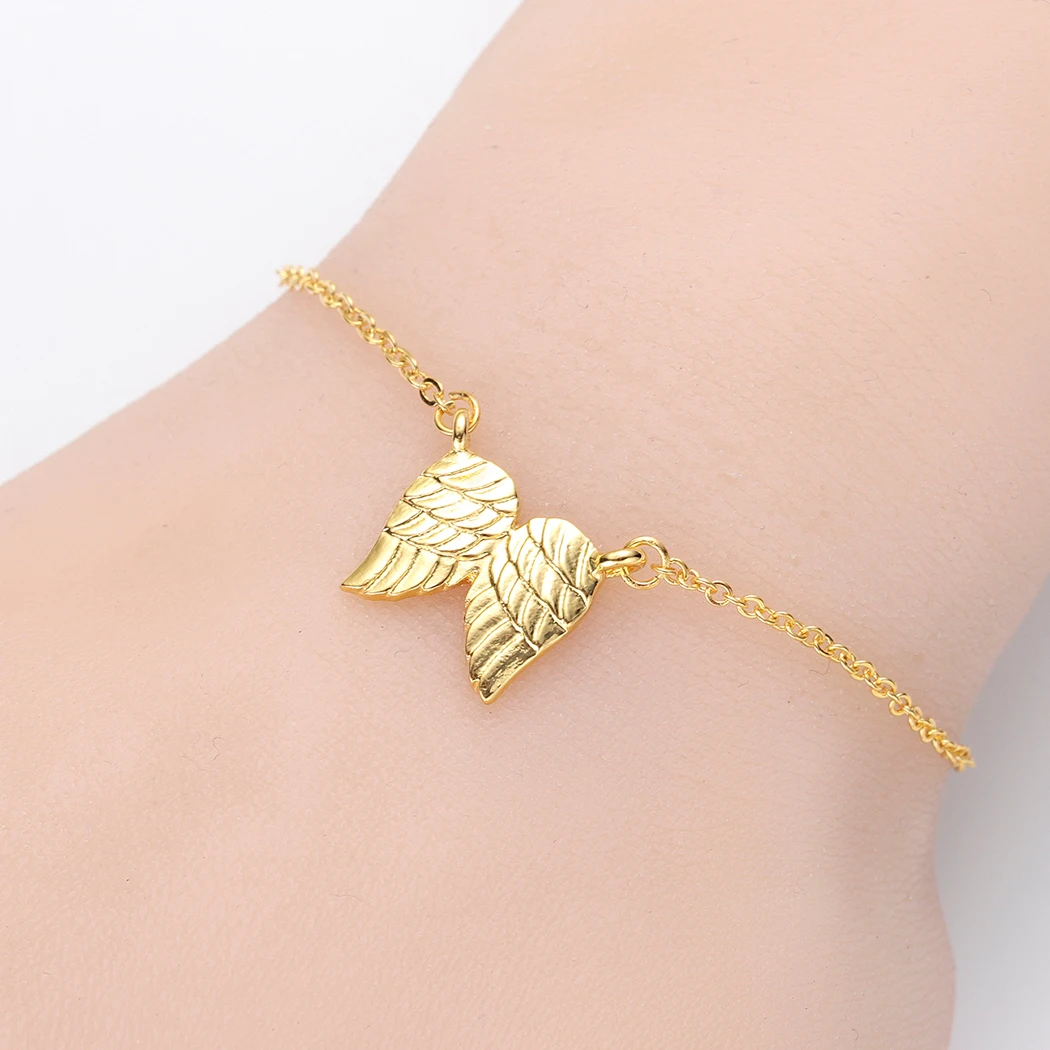 QIMING винтажные ангельские крылья с перьями браслет для женщин панк готический Золотой ювелирный браслет из цепочек девушка подарок mujer pulseras