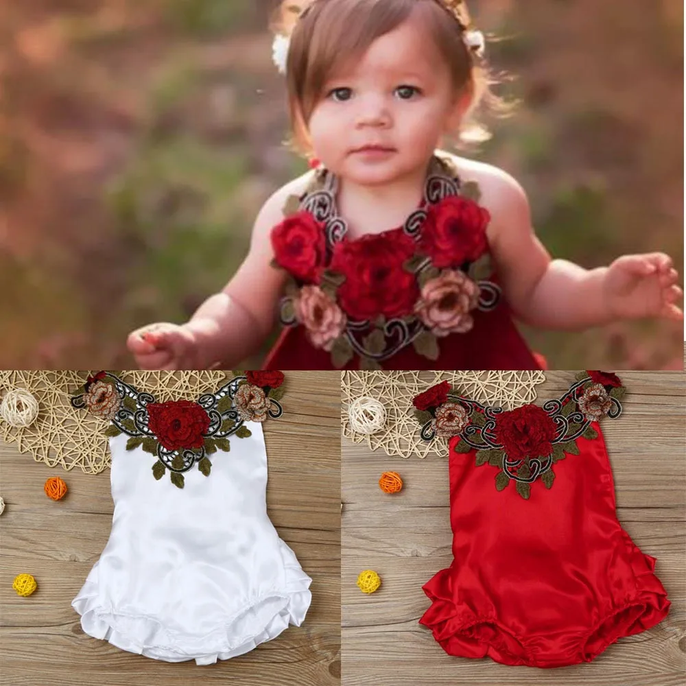 Hot Sale Imported Baby Girl Clothes 2color Solid Embroidery Floral