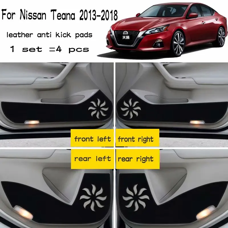 

4pcs Leather Car-Styling Anti Kick Pad Anti-dity Door Mat Accessories For Nissan Teana Altima l33 2013 2014 2015 2016 2017 2018