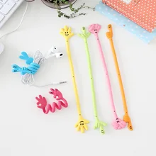 10pcs/lot Good Gifts Finger Expression Bending Strip Earphone Cable Wire Cord Organizer Holder Winder For Headphone Wire Storage