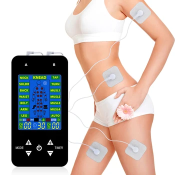 

EMS Tens Machine Unit with 4 Electrode Pads for Pain Relief Pulse Massage EMS Muscle Stimulation 12/15 Modes to Choose