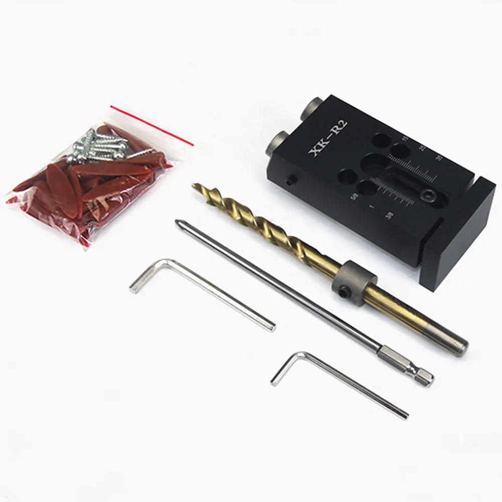 

Guide Kit Wood Screw Hex Keys For DIY WoodWorking Hand Tool Aluminum Alloy Inclined Hole Drill Bit Durable Pockethole Jig Set