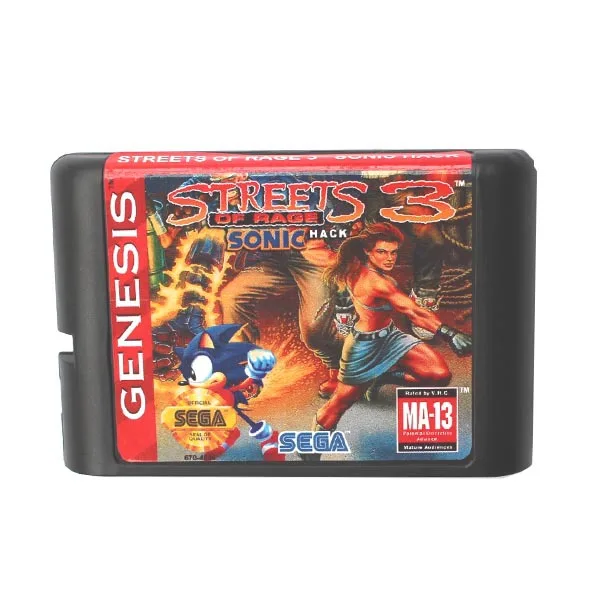 Игра Sega Mega Drive card-Street Of Rage 3 Sonic Hack NTSC-USA для 16 бит игра Sega Mega Drive картридж Megadrive Genesis система