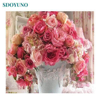 

SDOYUNO 5d DIY Diamond Painting Flowers Full square Handmade Embroidery Picture Accessories Kits Rhinestone Home Decoration