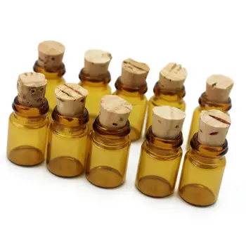 

10pcs/Lot Small Mini Brown Empty Glass Wishing Bottle Vials Jars Container Tiny Drifting Message Bottles With Cork Stopper Gift