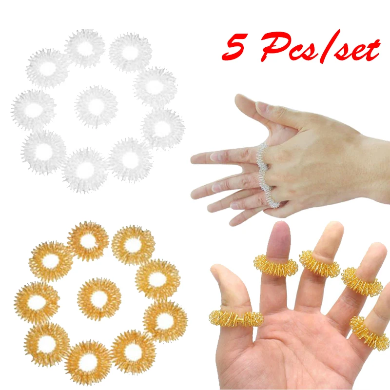 5Pcs Finger Massage Ring Acupuncture Acupressure Health Care Body Massager