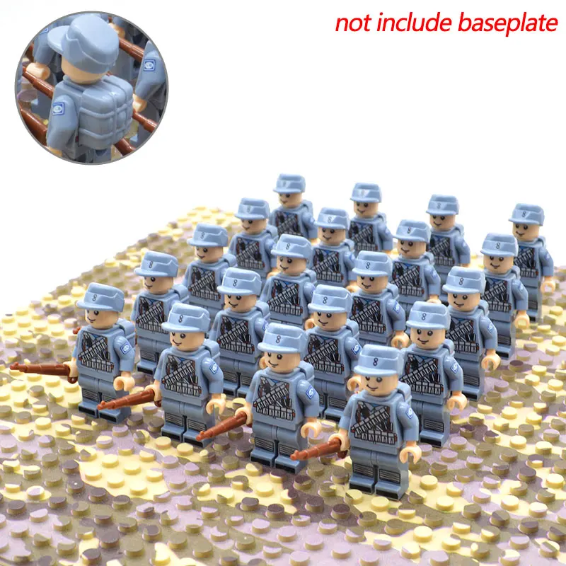 

20PCs/Lot Brick Soldiers WW2 Troops Chinese Red Army Allied Mini Doll Military Figures Weapons Building blocks Toys for Boys