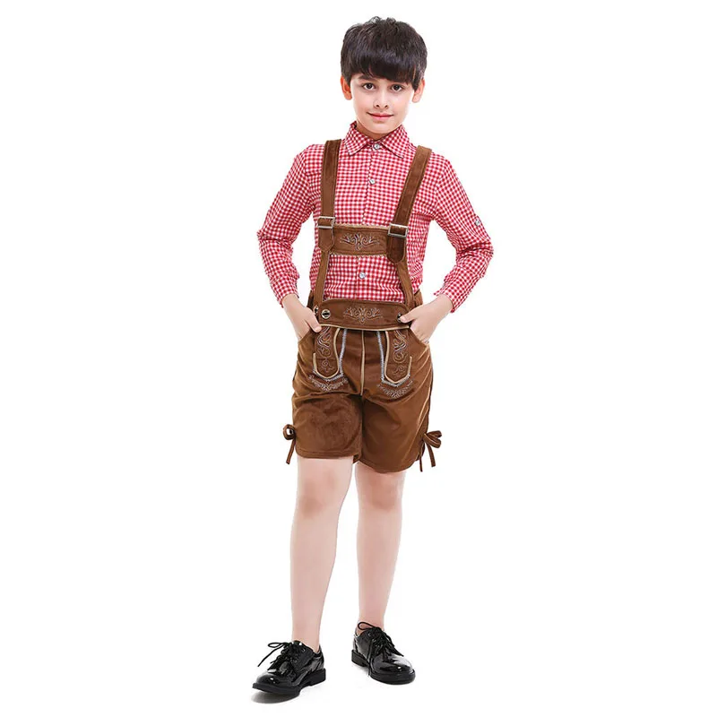 H& ZY/Детский костюм Октоберфеста; клетчатый костюм Lederhosen из Баварской Германии; праздничный костюм для детей; праздничная одежда на Хэллоуин для мальчиков