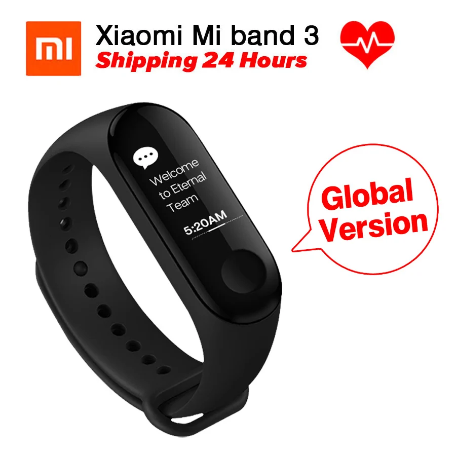 [Глобальная версия] Оригинальный Xiaomi miband 3 mi band монитор сердечного ритма