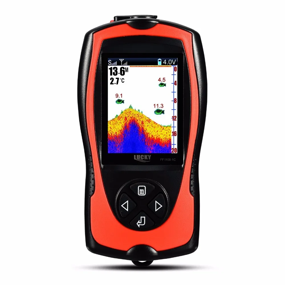 محظوظ FF1108-1CWLA قابلة للشحن لاسلكي عن بعد الاستشعار سونار 45 M عمق المياه عالية الوضوح LCD صياد السمك قطرة الشحن
