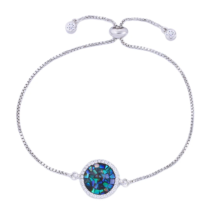 

OCESRIO Vintage Adjustable Bracelet Retro Silver Abalone Shell Charm Bracelets for women Girls Ethnic Fashion Jewelery brt-a47