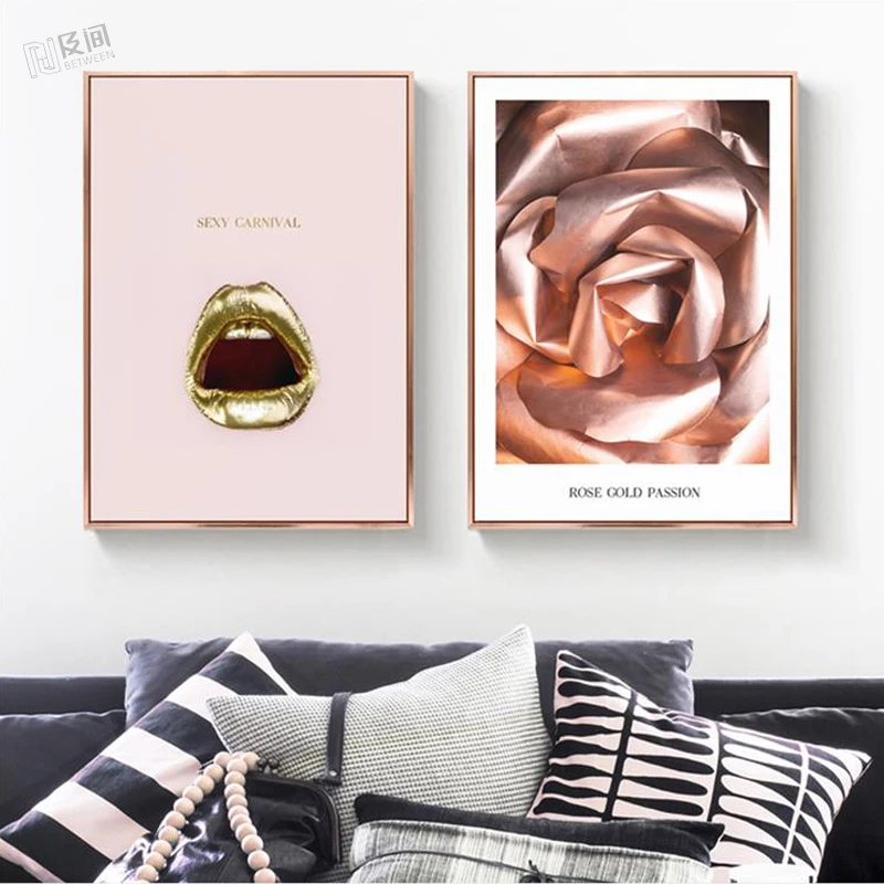 

Abstract Rose Gold Poster Flower Photo Wall Art Canvas Painting Nordic Posters Prints Wall Pictures for Living Room Decor SJ