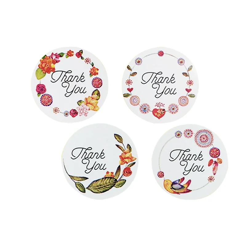 

120 Pcs/lot 'Thank you' Stickers Flower Round Sealing Label Sticker Cake Baking Package Stickers Scrapbooking Party Decoration