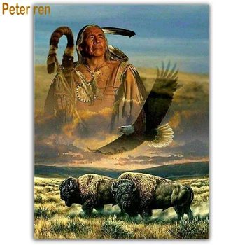

Diamond painting doll cross stitch Home Decor portrait 5d Square\Round diamond mosaic Full Diamond embroidery "Hunter eagle yak"