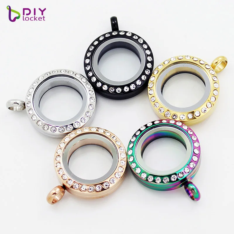 

20mm Stainless Steel Round Crystal Twist Floating Charms Locket, Accept customization LSSS03-20MM