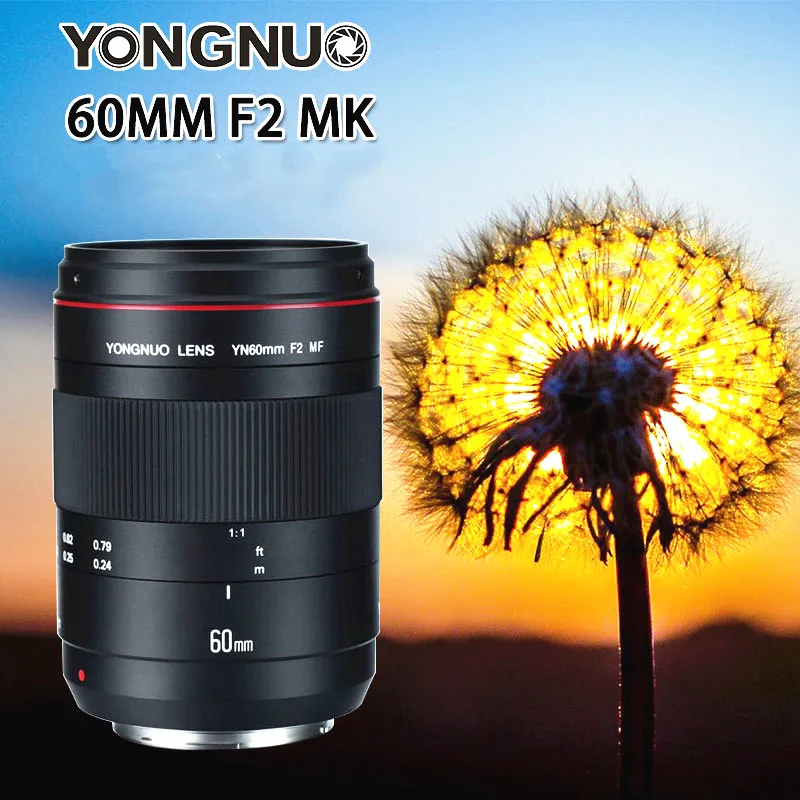 

YONGNUO YN60mm Macro Lens 0.234m 1:1 F2 Large Aperture MF Manual Focus for Canon EOS 80D 5D2 5D3 700D DSLR Cameras Macro Lens