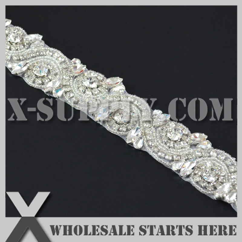 

Iron On Crystal Applique Bridal Trim,Rhinestone Belt Trim,Gleaming Applique Bridal Rhinestone Trim,Crystal Chain