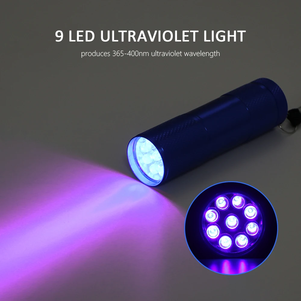 УФ-вспышка светильник фонарь светильник ультрафиолетовый светильник черный светильник УФ лампа AAA батарея с 4 цветами