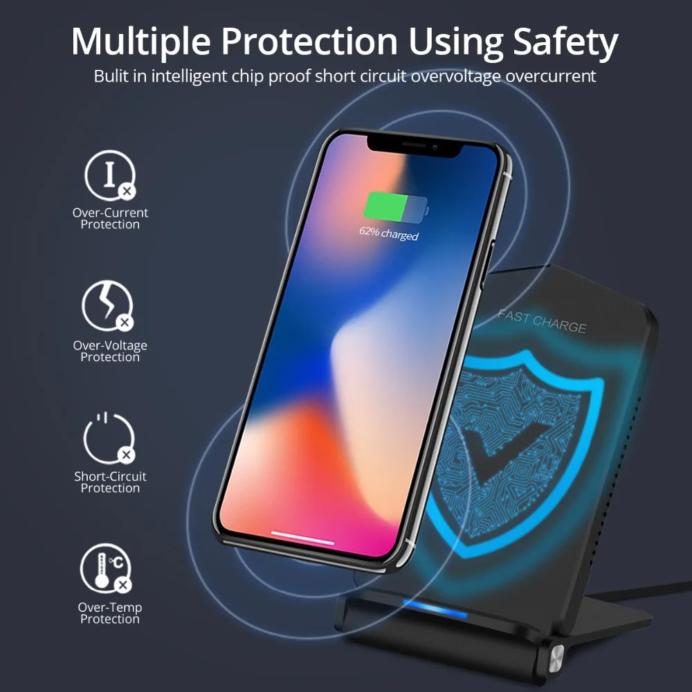USB беспроводное зарядное устройство Qi 10 Вт быстрое для телефона настольный