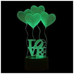 Абсолютно Новый четыре-любовь-сердце 3D ночник, изменение цвета сенсорная настольная лампа для подарков прозрачный