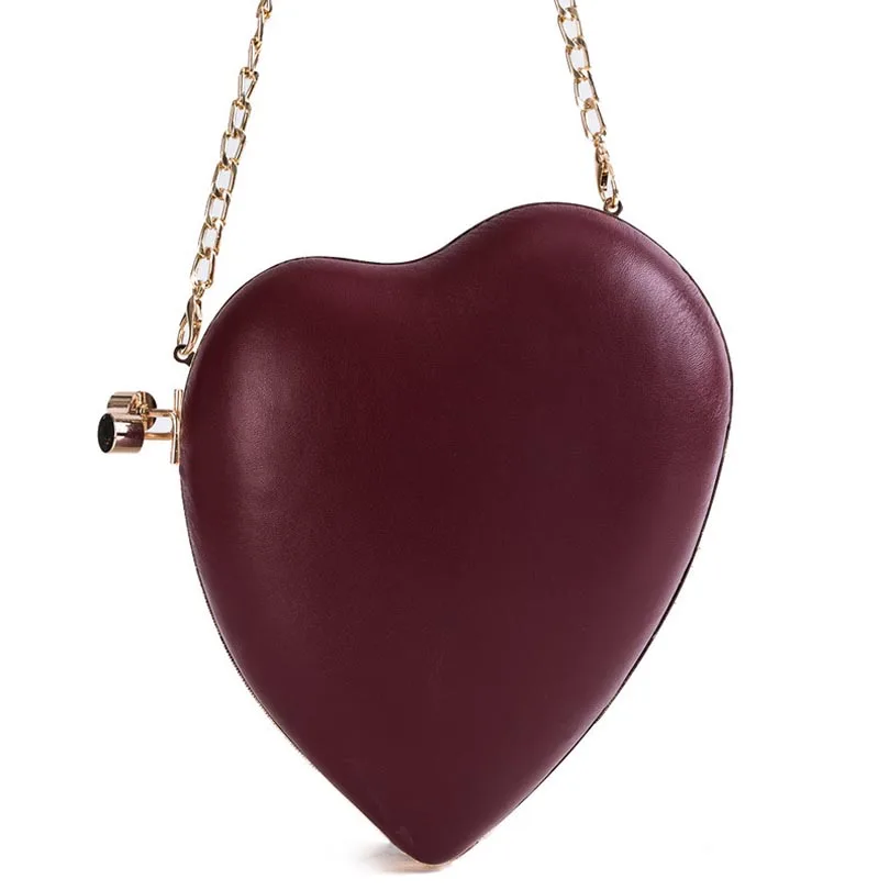 

European Style Women PU Leather Crossbody Bags Fashion Brand Heart Shaped Lock Evening Bag Party Handbags Female sac a main