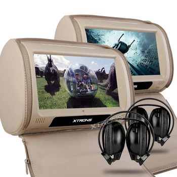 

2x9" Headrest Car DVD Monitor Digital Touch Screen Support 32 Bits Games Cover With Zipper Pillow Built-in IR FM Backseat Video