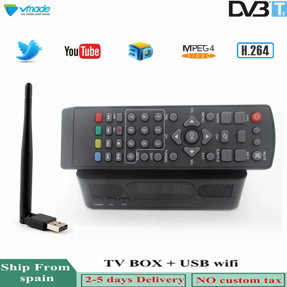 Cena Vmade tuner TV DVB T2 + usb wifi Combo HD cyfrowa telewizja naziemna wsparcie odbiornika Youtube PVR interfejs 3D Stardard dekoder
