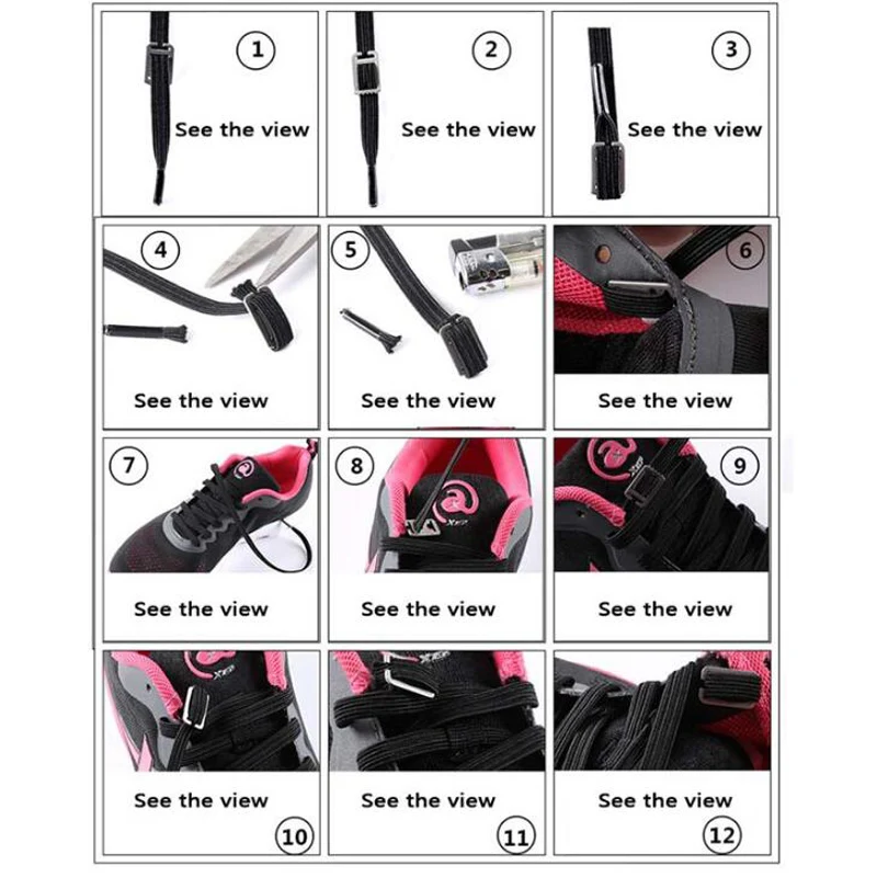 New 3 Pairs Lazy  Not Tie Shoelaces Metal Fashion Simple and Convenient Buckle Elastic Polyester Rubber Laces Sports Shoes Rope
