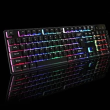 104 Key Suspension Cap Rainbow Backlit Mechanical Feel USB Wired Gaming Keyboard