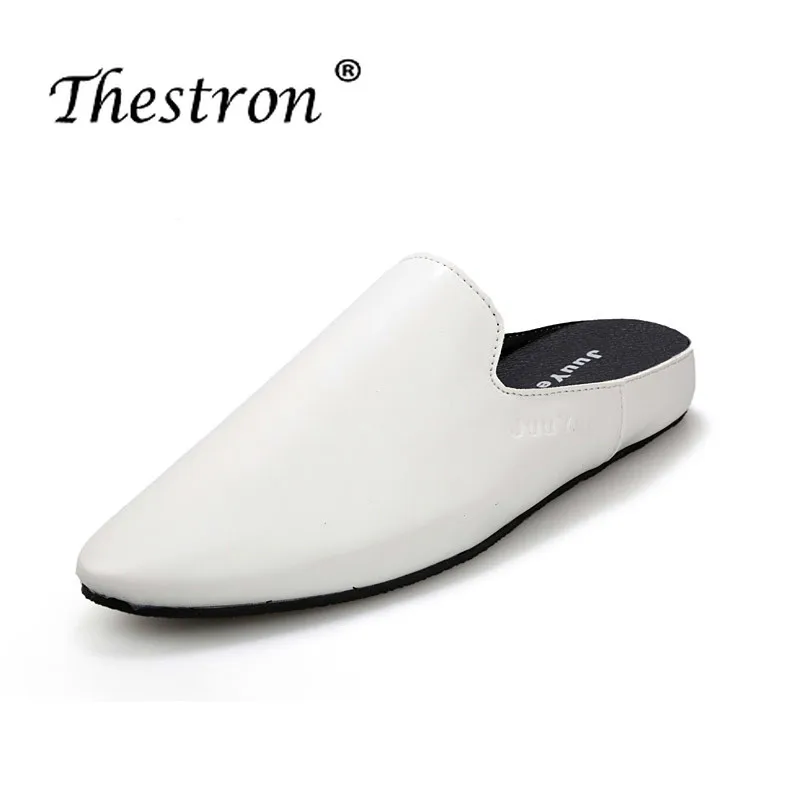 

Summer Flats Shoes Men Casual Original White Black Male Shoes Slip-on Mens Muller Shoes Wearable Half Drag Youth Casual Footwear