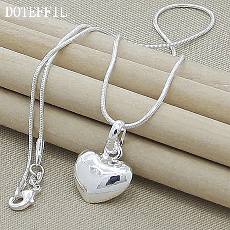 Wholesale 925 Silver Color Necklace Fashion New Jewelry Heart Pendant Necklace For Women Girl Gifts